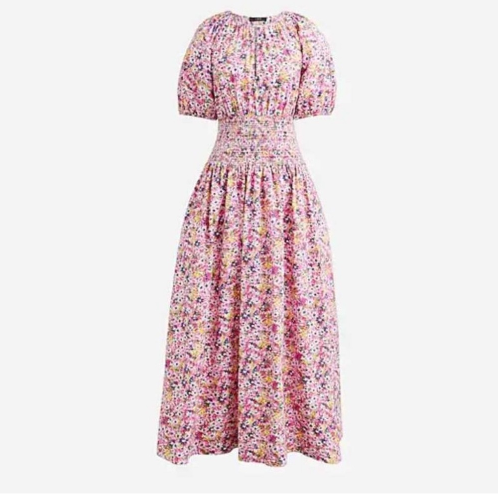 J.Crew NWT Beautiful Multi Color Floral Fields Midi Smock Dress Size XL.